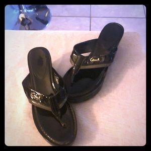 Coach wedge open toe shoes